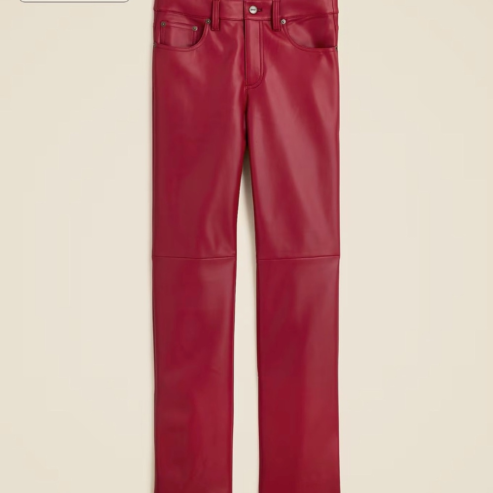 J. Crew Vibrant Red Leather Pants